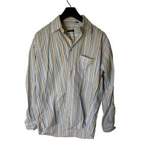 Burberry cotton button down striped shirt men's size medium